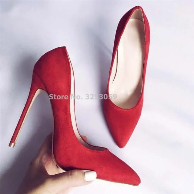 12cm High Heels Suede Pointed Toe Women Stiletto Heels