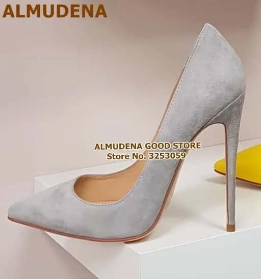 12cm High Heels Suede Pointed Toe Women Stiletto Heels