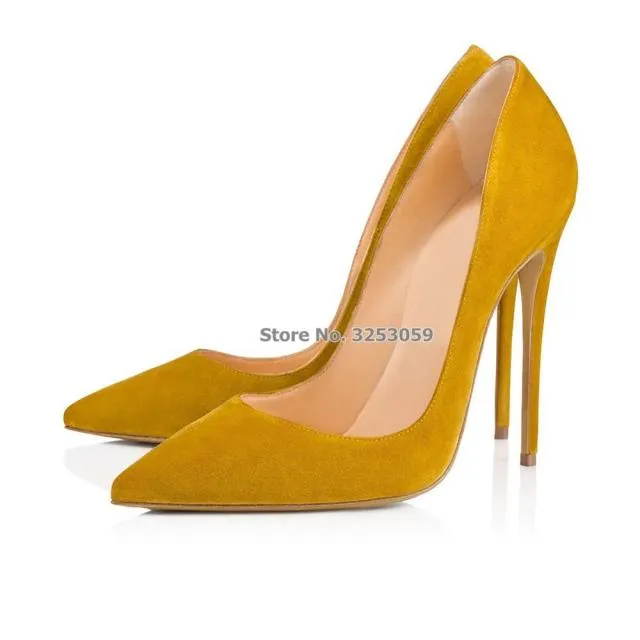 12cm High Heels Suede Pointed Toe Women Stiletto Heels