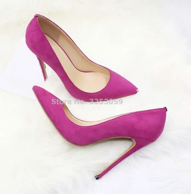 12cm High Heels Suede Pointed Toe Women Stiletto Heels