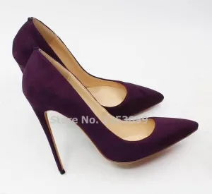 12cm High Heels Suede Pointed Toe Women Stiletto Heels