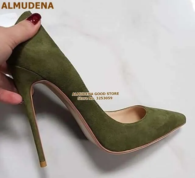 12cm High Heels Suede Pointed Toe Women Stiletto Heels
