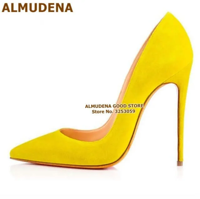 12cm High Heels Suede Pointed Toe Women Stiletto Heels
