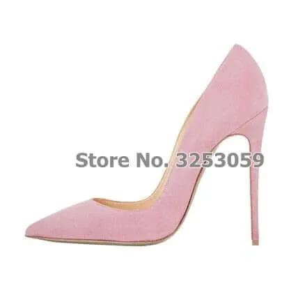 12cm High Heels Suede Pointed Toe Women Stiletto Heels