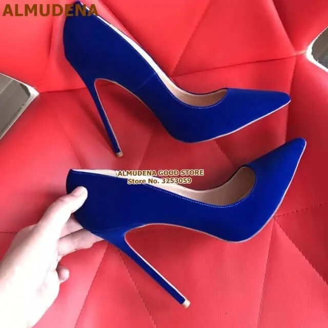 12cm High Heels Suede Pointed Toe Women Stiletto Heels