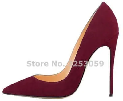 12cm High Heels Suede Pointed Toe Women Stiletto Heels