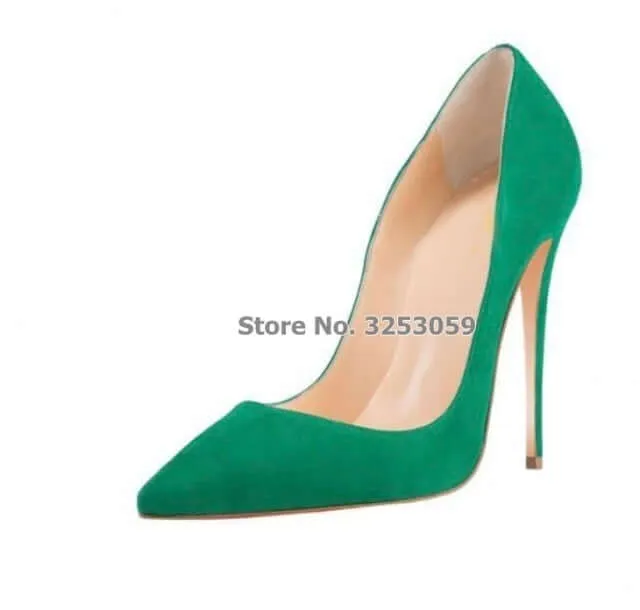 12cm High Heels Suede Pointed Toe Women Stiletto Heels