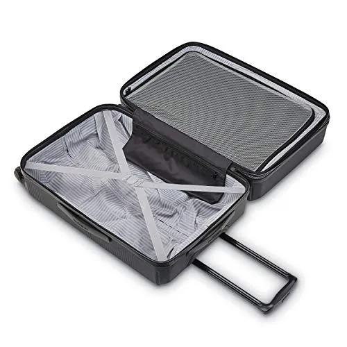 American Tourister Stratum XLT Expandable Hardside Luggage with Spinner Wheels, Jet Black, Checked-Large 28-Inch