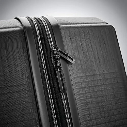 American Tourister Stratum XLT Expandable Hardside Luggage with Spinner Wheels, Jet Black, Checked-Large 28-Inch