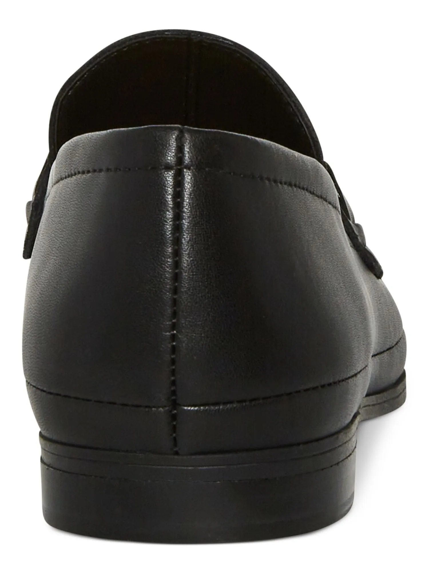 AQUA COLLEGE Womens Black Bit Hardware Notched Padded Water Resistant Bossy Round Toe Slip On Leather Dress Loafers Shoes M