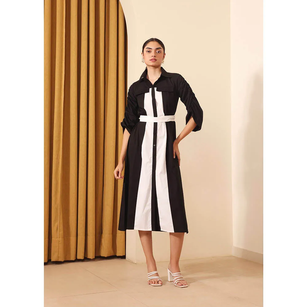 Ashico Monaco Colorblock Dress and Belt (Set of 2)