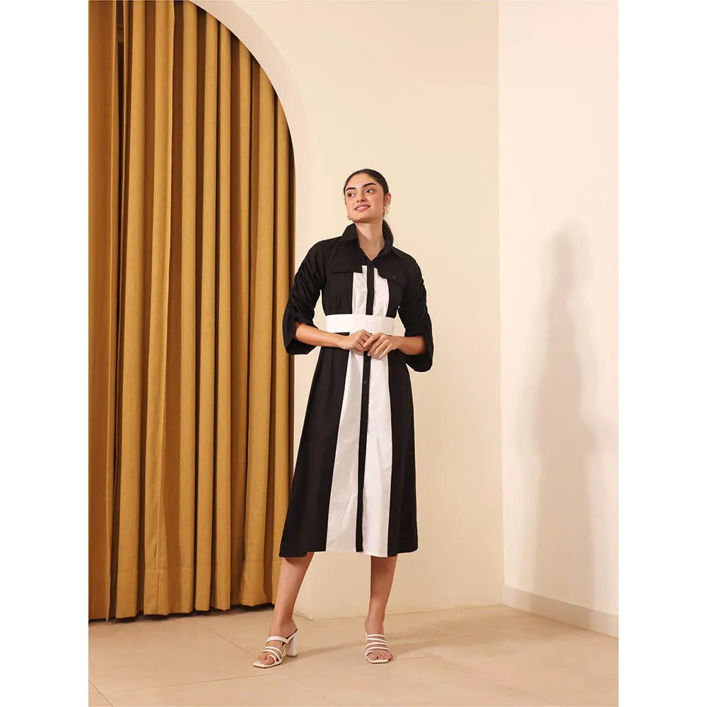 Ashico Monaco Colorblock Dress and Belt (Set of 2)