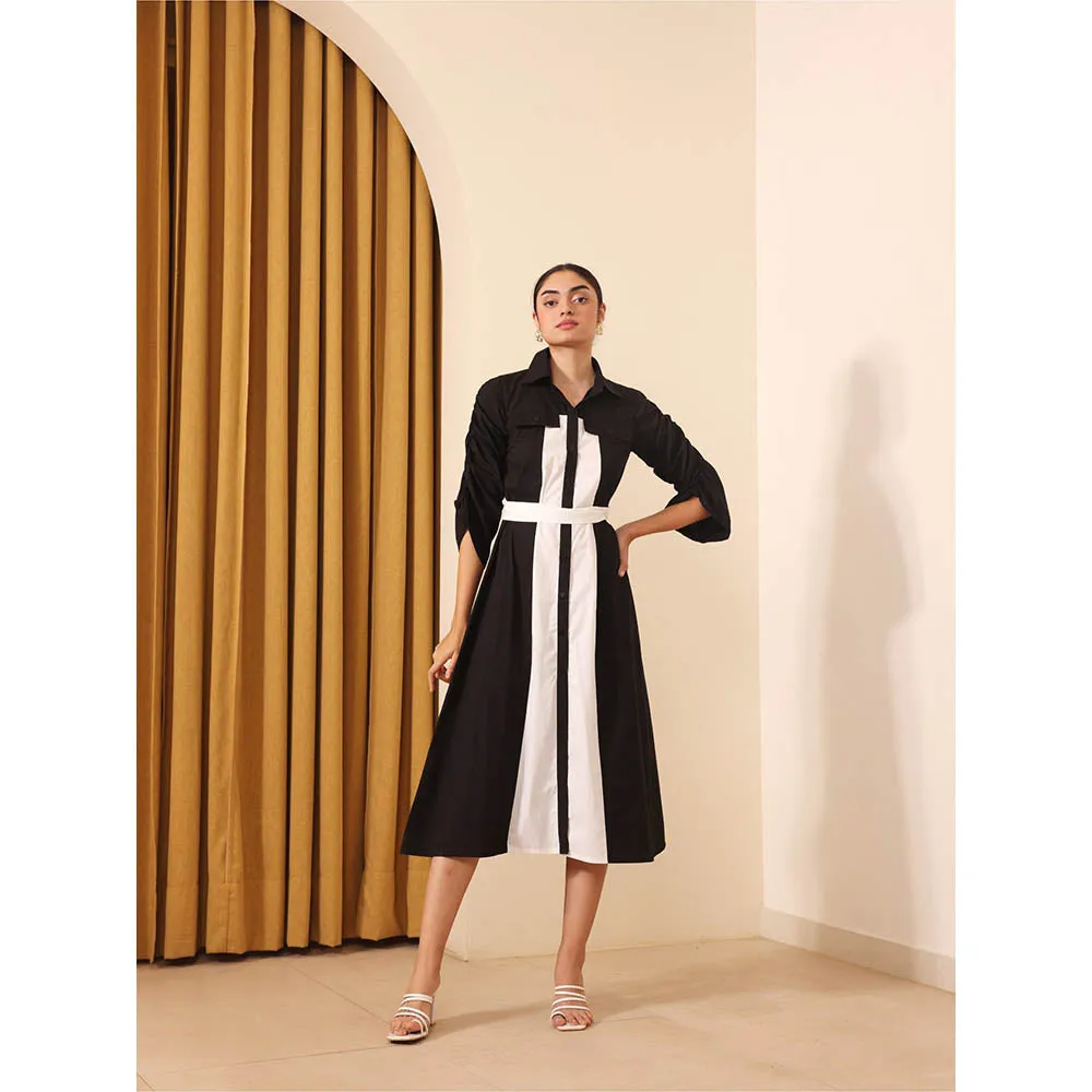Ashico Monaco Colorblock Dress and Belt (Set of 2)