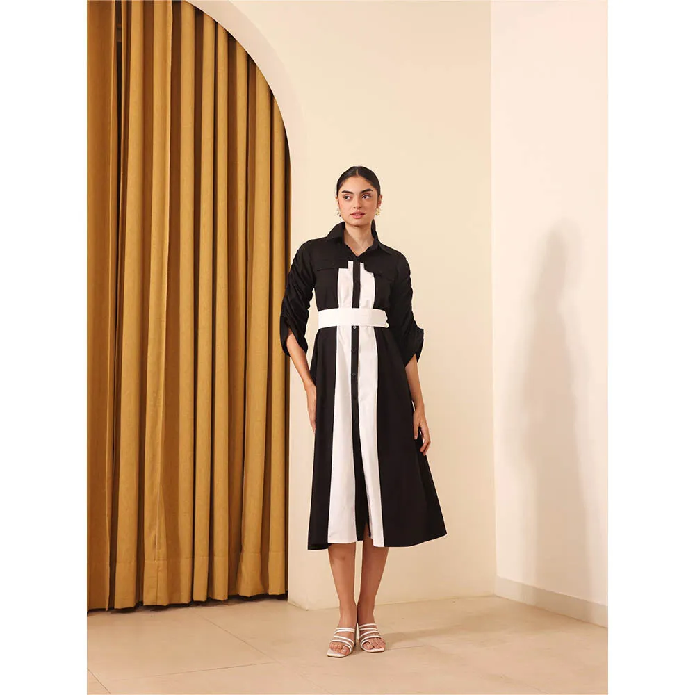 Ashico Monaco Colorblock Dress and Belt (Set of 2)