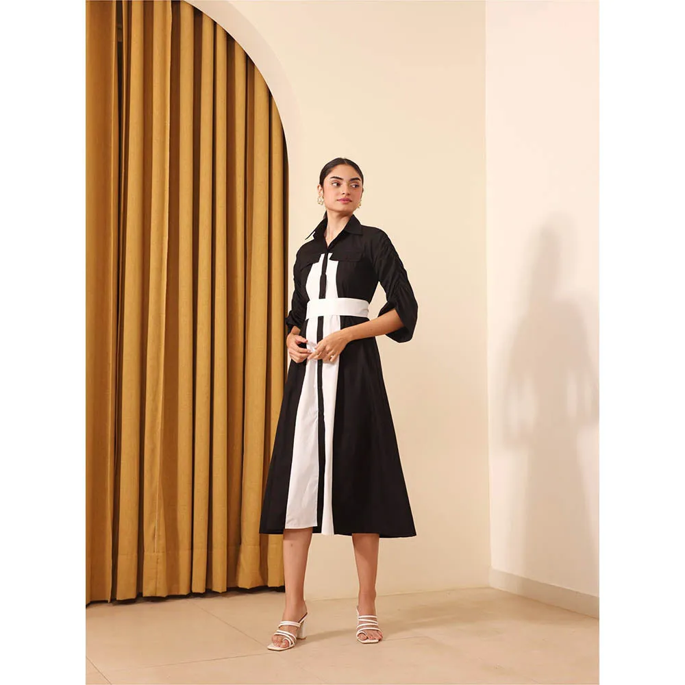 Ashico Monaco Colorblock Dress and Belt (Set of 2)