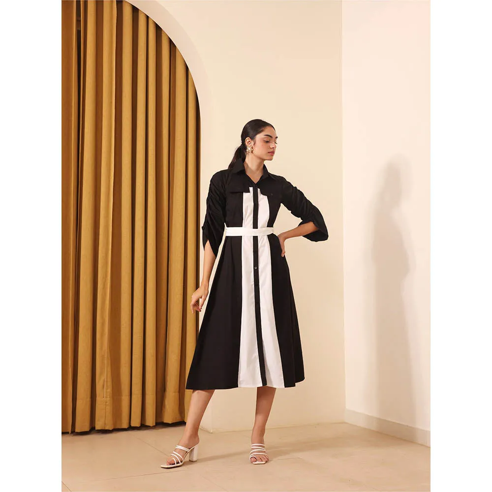 Ashico Monaco Colorblock Dress and Belt (Set of 2)