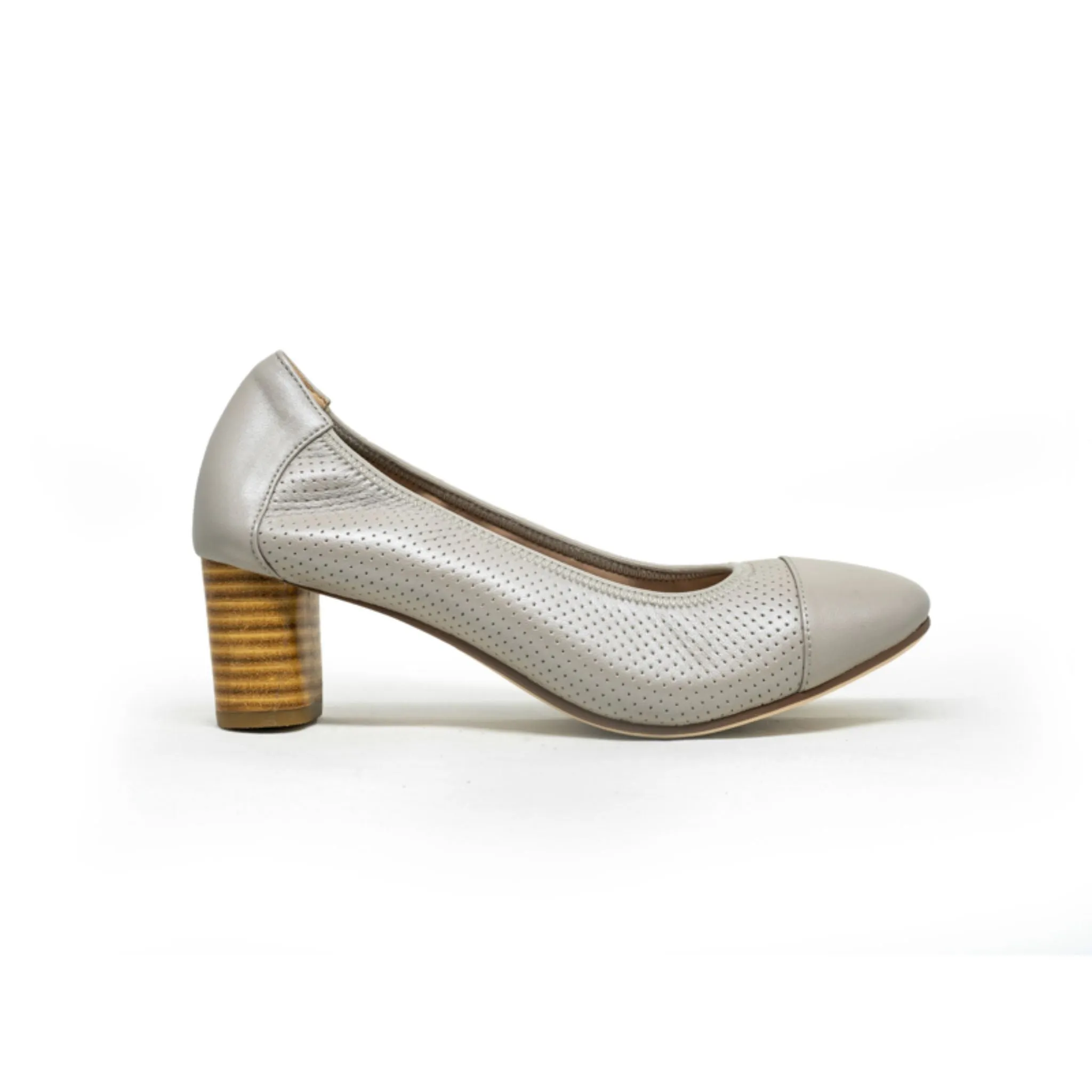Barani Classic Leather 5cm Heels Perforated 9032 Khaki