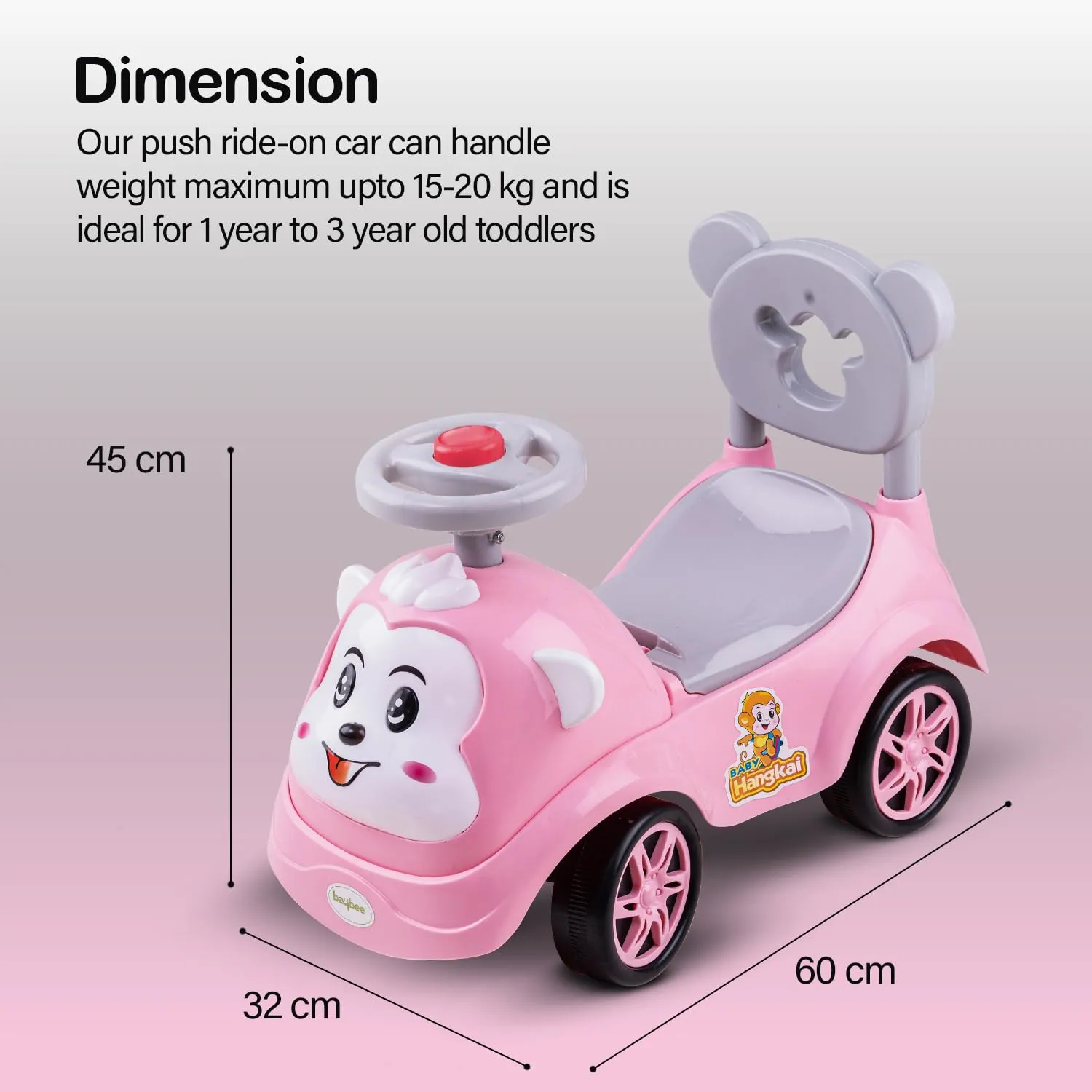 Baybee Monkey Baby /Kids Ride on Toys - Push Car for Children Suitable for Boys & Girls 1-3 Years (Pink)