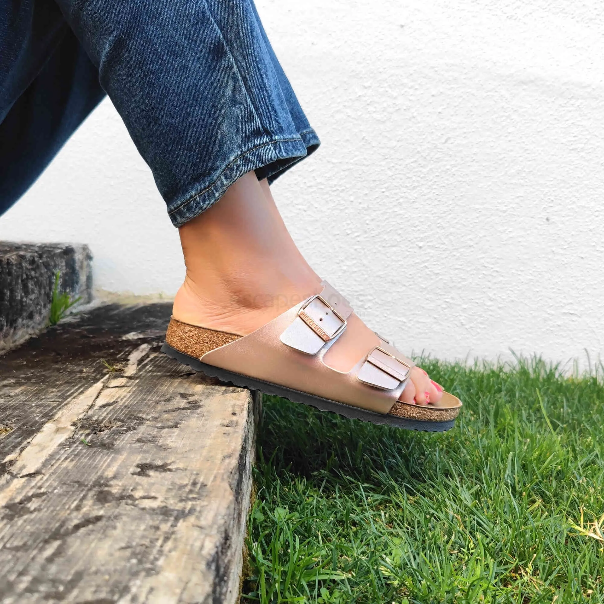 BIRKENSTOCK Arizona Copper Birko Flor Ladies Slides