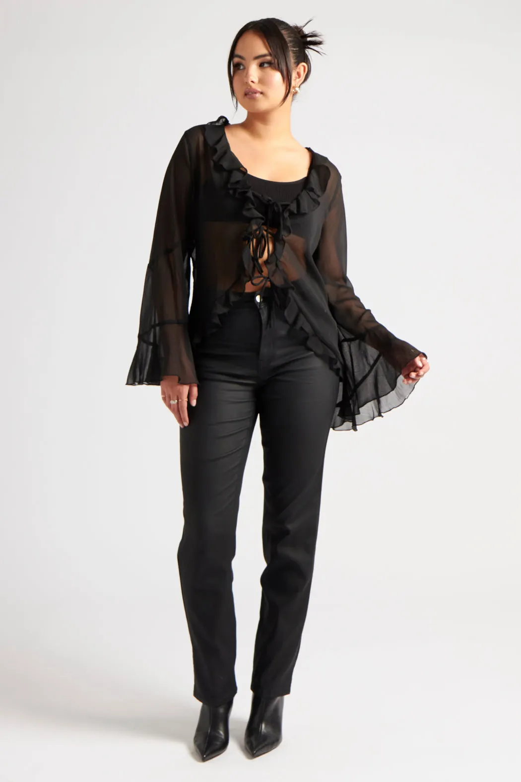 Black Coated Straight Leg Jean