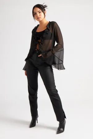 Black Coated Straight Leg Jean