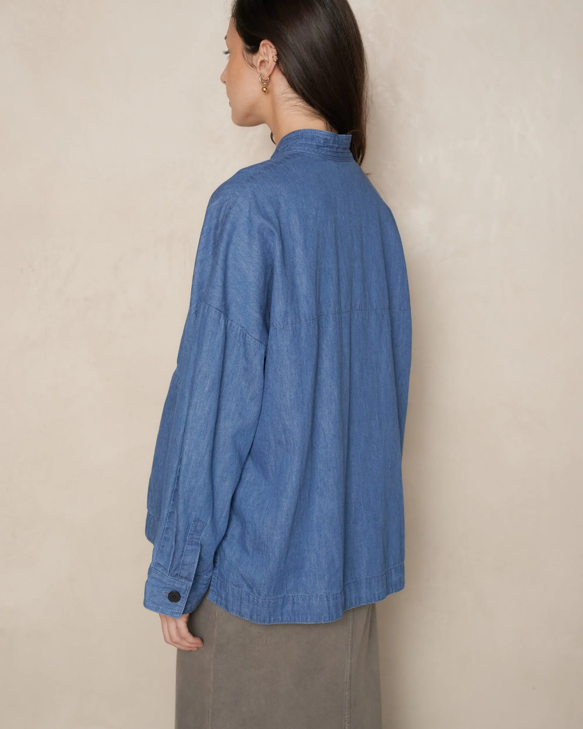 Blue Drop Shoulder Denim Coverall Jacket