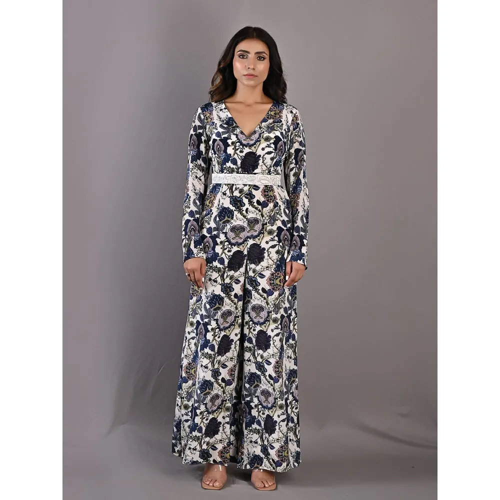 Bohame Dahlia Multi & Off White Jumpsuit with Embroidered Belt (Set of 2)
