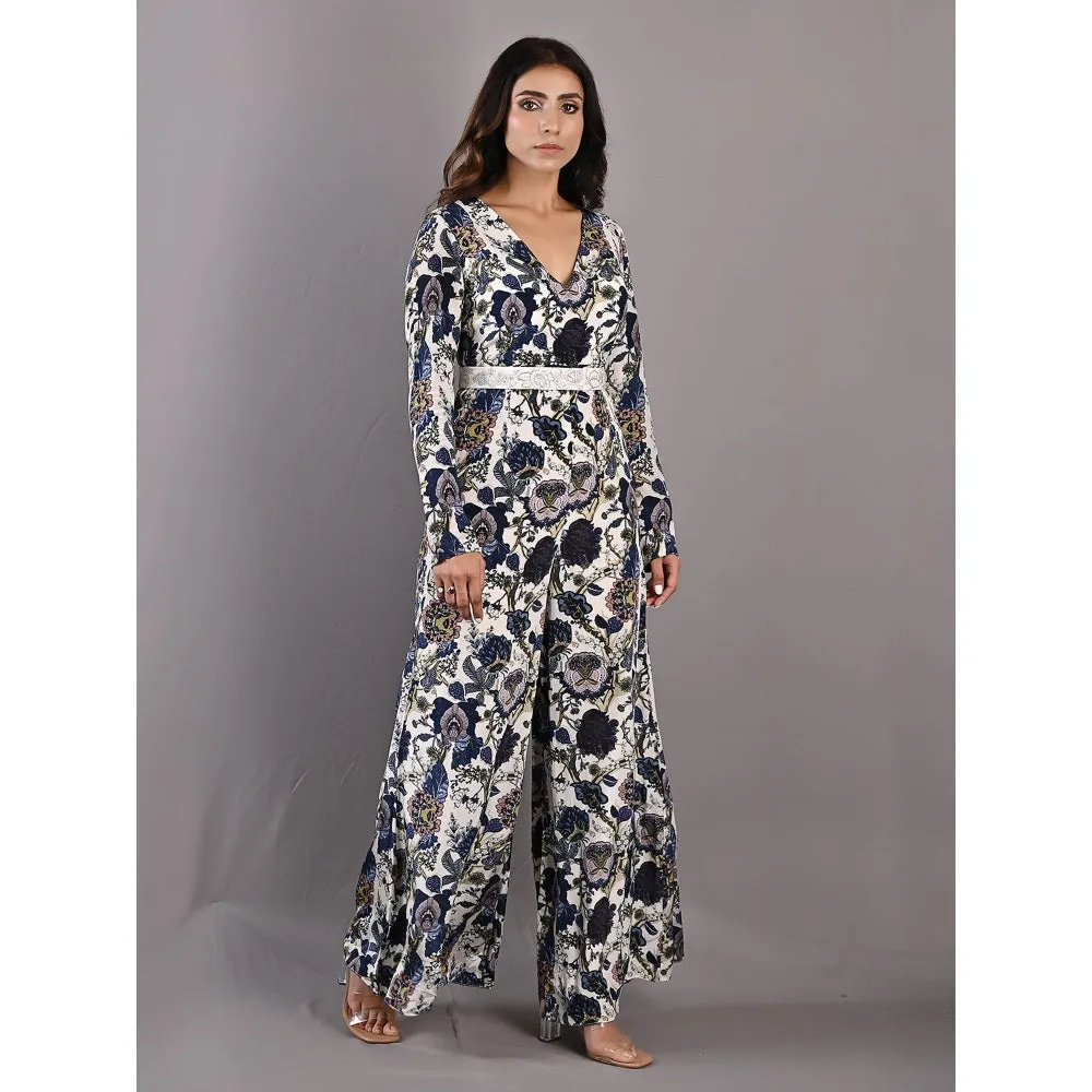 Bohame Dahlia Multi & Off White Jumpsuit with Embroidered Belt (Set of 2)