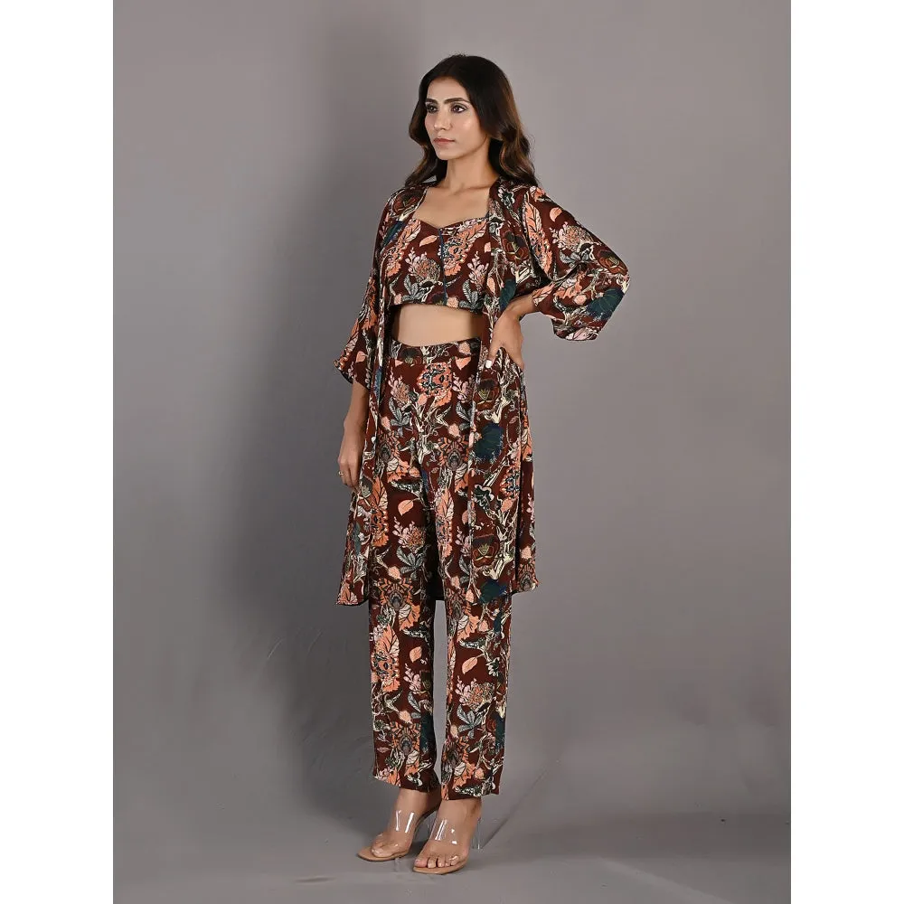 Bohame Elestren Multi & Maroon Co-Ord (Set of 3)
