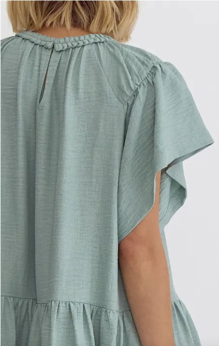 Braided Collar Sage Dress