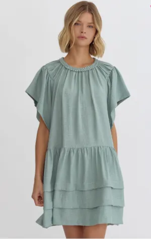 Braided Collar Sage Dress