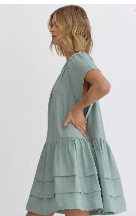 Braided Collar Sage Dress