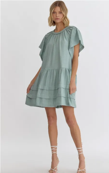 Braided Collar Sage Dress