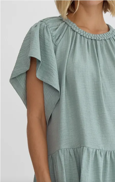 Braided Collar Sage Dress