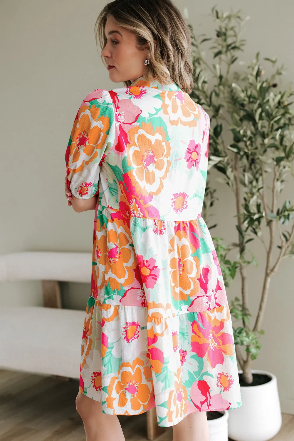 Brynleigh Floral Puff Sleeve Babydoll Dress