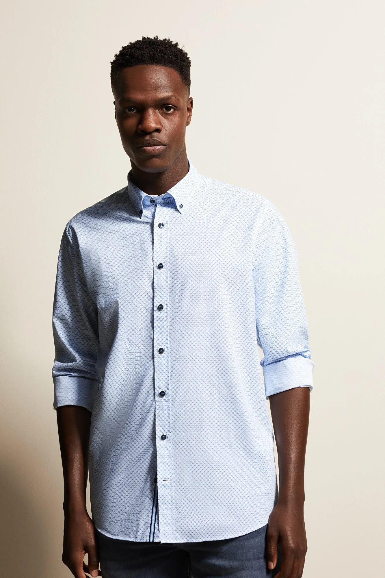 Bugatti Easy Care Long Sleeve Blue Shirt