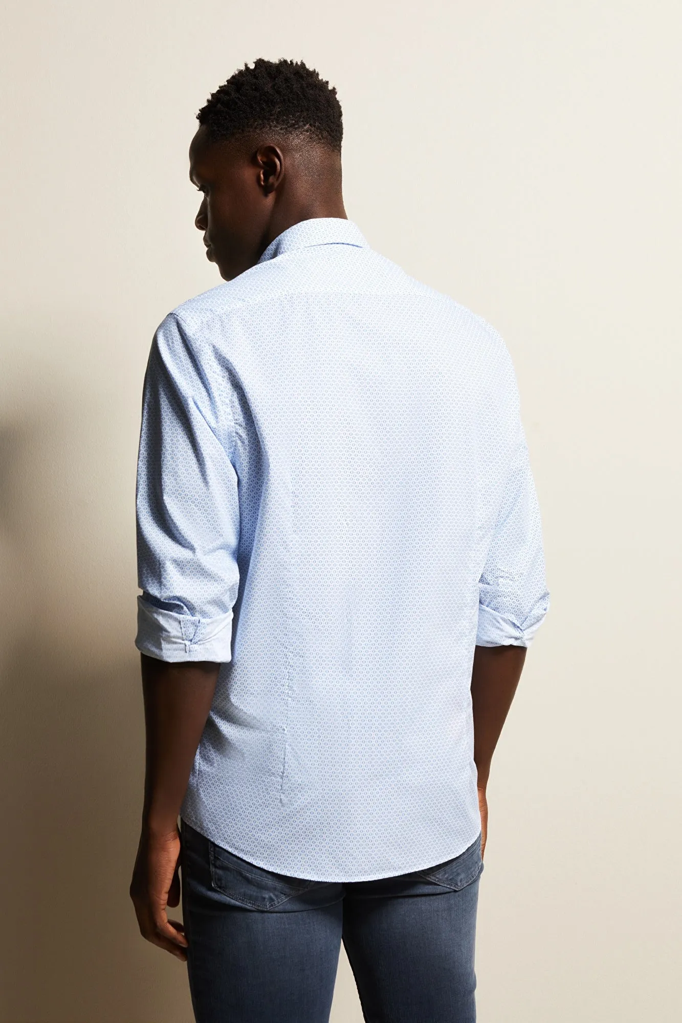 Bugatti Easy Care Long Sleeve Blue Shirt