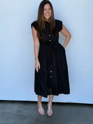 Button Down Cap Sleeve Dress