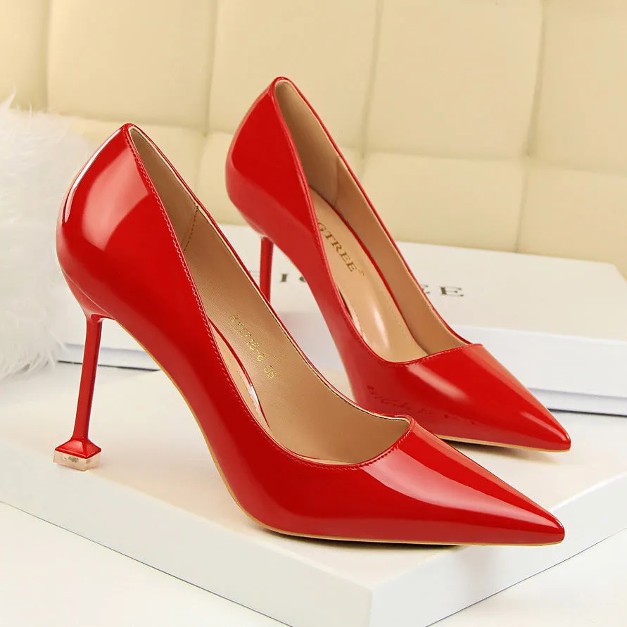 Candy Color Pointed Toe Kitten Stiletto Heel Low Cut High Heels Party Shoes