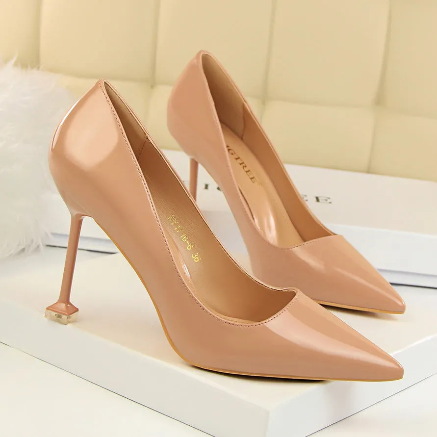 Candy Color Pointed Toe Kitten Stiletto Heel Low Cut High Heels Party Shoes