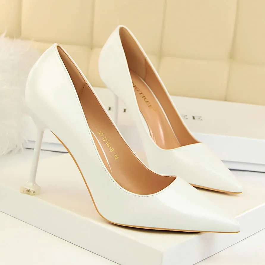 Candy Color Pointed Toe Kitten Stiletto Heel Low Cut High Heels Party Shoes