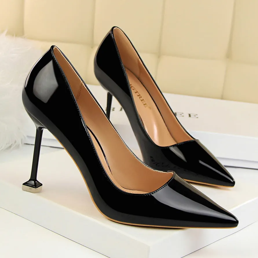 Candy Color Pointed Toe Kitten Stiletto Heel Low Cut High Heels Party Shoes