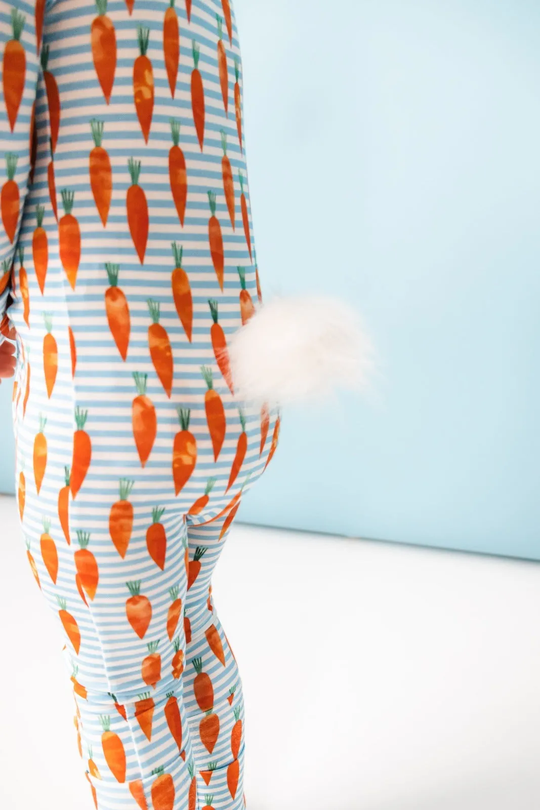 Carrot Stripes Zip Convertible Footie with Bunny Tail