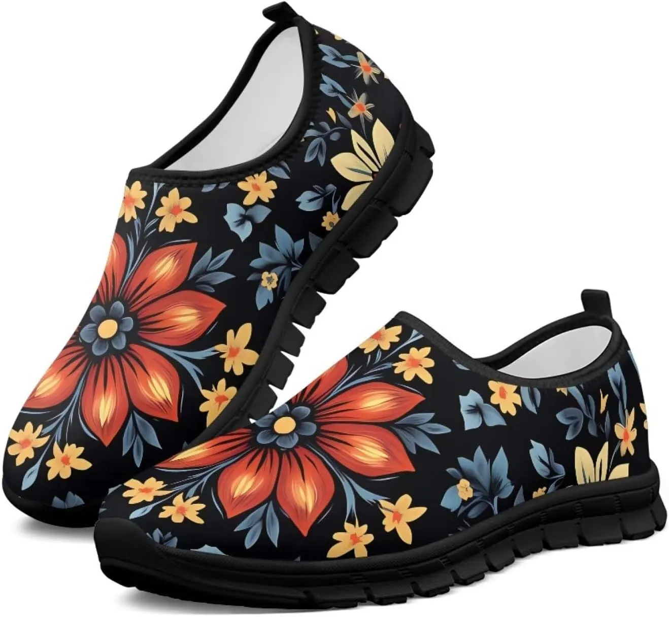 Casual Walking Sneakers for Women Slip On Breathable Tennis Shoes Non-Slip Minimalist Barefoot Shoe for Outdoor Size 5.5-11.5 Black Sole