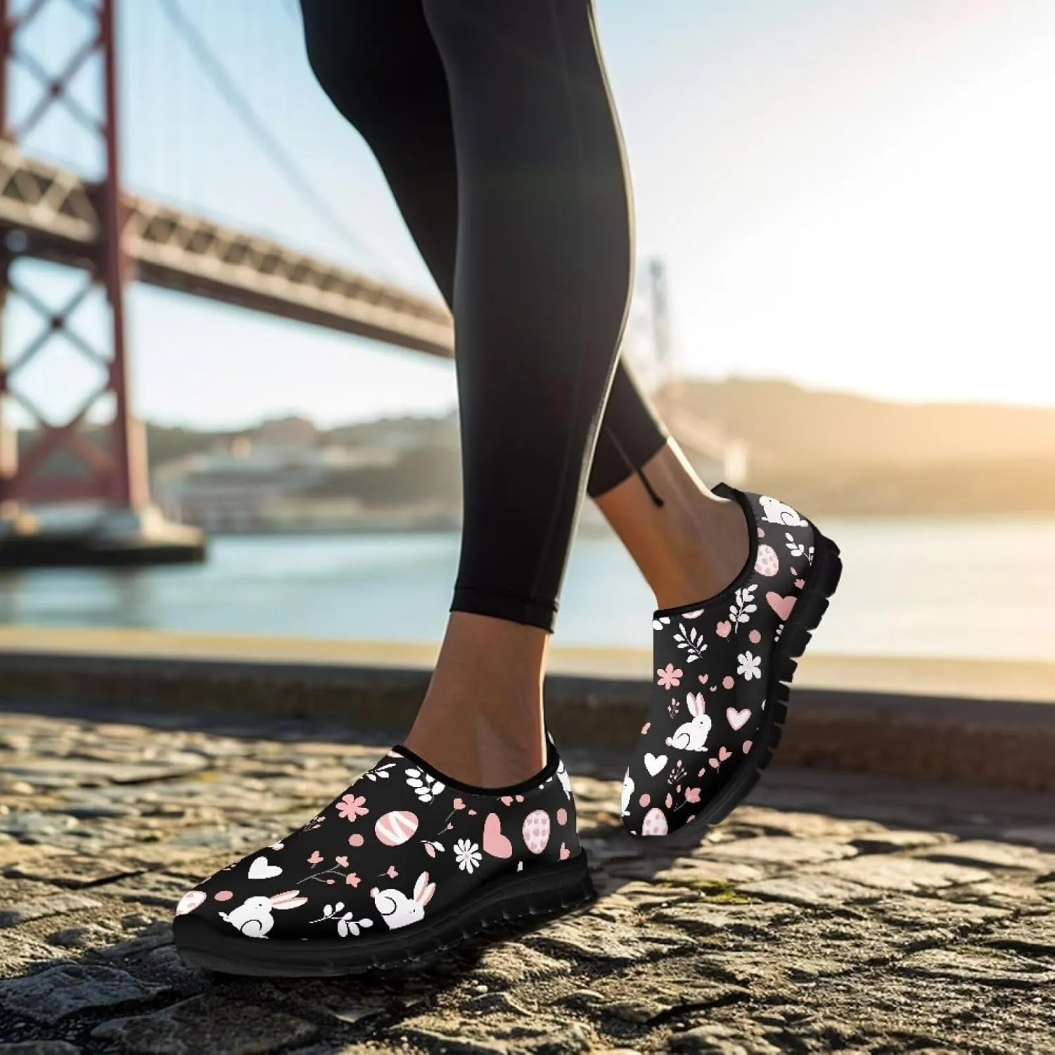 Casual Walking Sneakers for Women Slip On Breathable Tennis Shoes Non-Slip Minimalist Barefoot Shoe for Outdoor Size 5.5-11.5 Black Sole