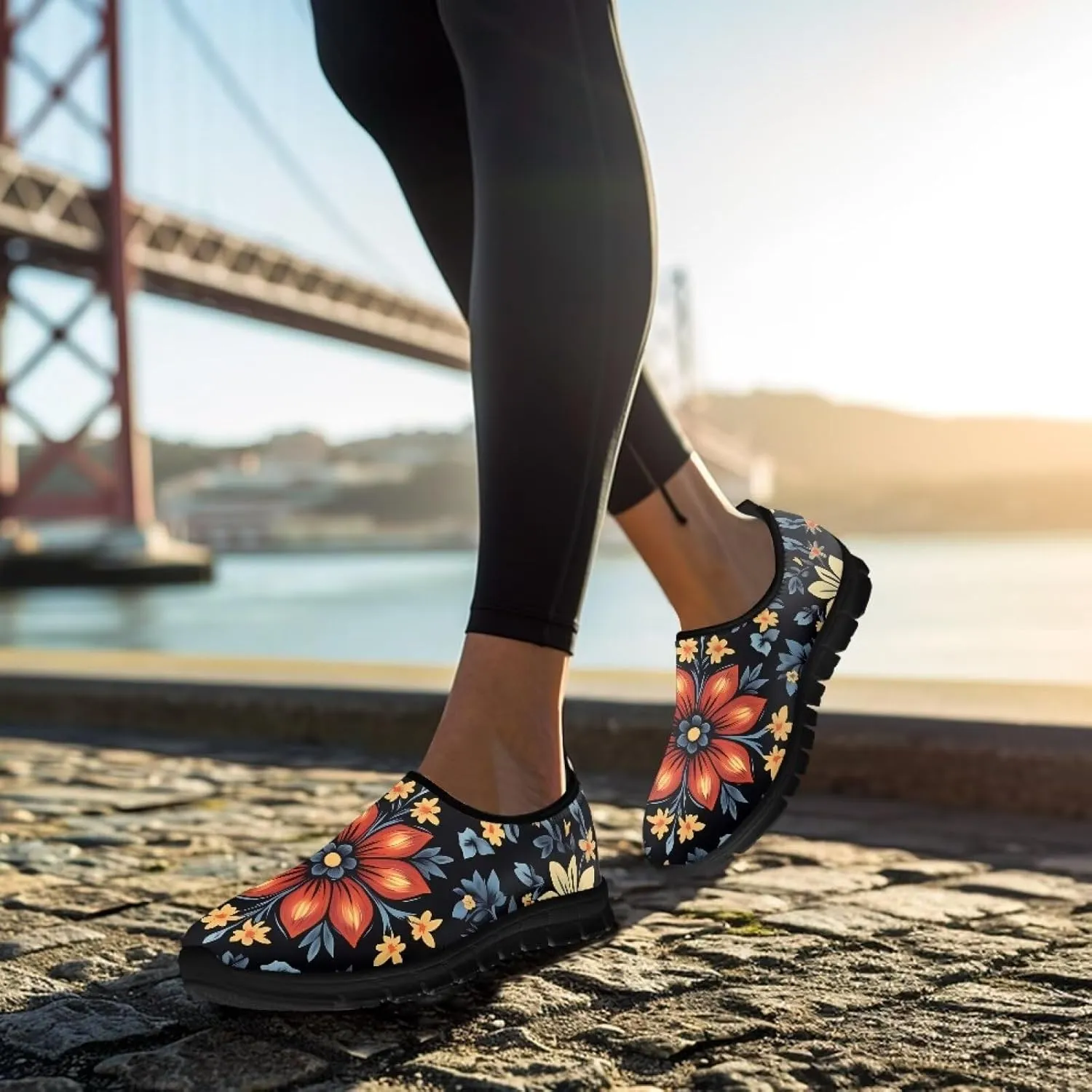 Casual Walking Sneakers for Women Slip On Breathable Tennis Shoes Non-Slip Minimalist Barefoot Shoe for Outdoor Size 5.5-11.5 Black Sole