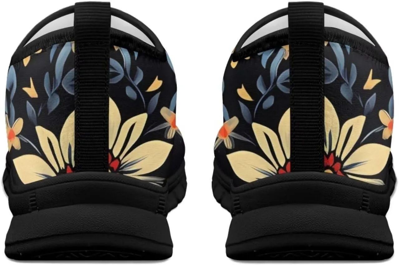 Casual Walking Sneakers for Women Slip On Breathable Tennis Shoes Non-Slip Minimalist Barefoot Shoe for Outdoor Size 5.5-11.5 Black Sole