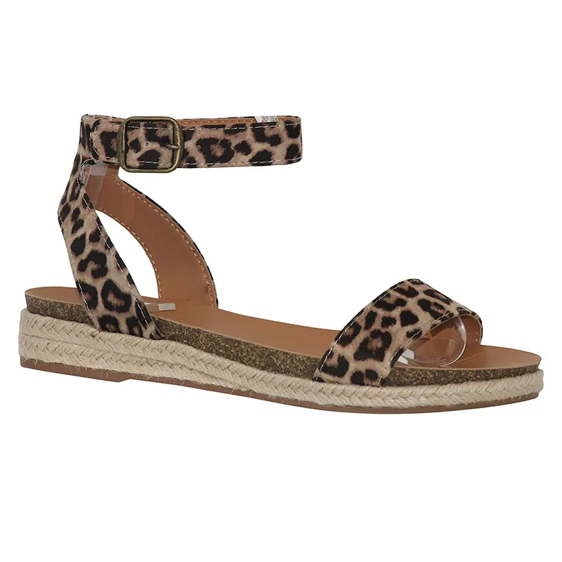 Chicvane Leopard Printed Open Toe Ankle Strap Platform Sandals