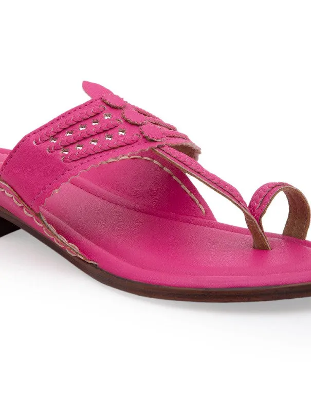 Classic Kolhas - Fuschia Handcrafted Traditional Kolhapuri Flats