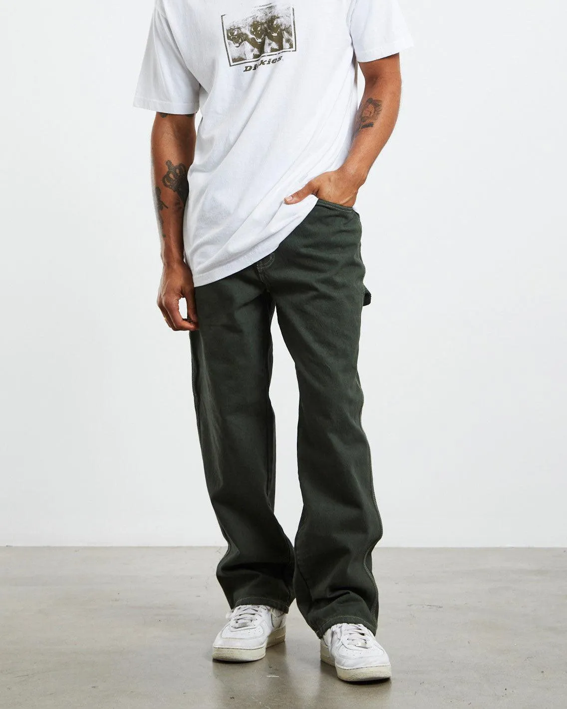 Dickies - Relaxed Fit Carpenter Duck Jean - Rinsed Moss